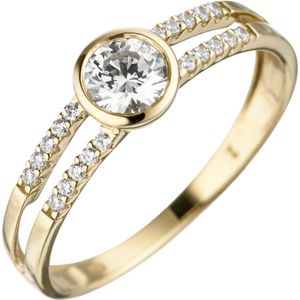 Gr. 50 - Damen Ring 333 Gold Gelbgold 21 Zirkonia Goldring
