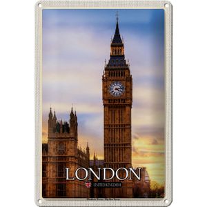Blechschild St&#228;dte London Elizabeth Tower Big Ben 20x30cm