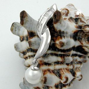 Anh&#228;nger 34x8mm Zuchtperle mit Zirkonias rhodiniert Silber 925