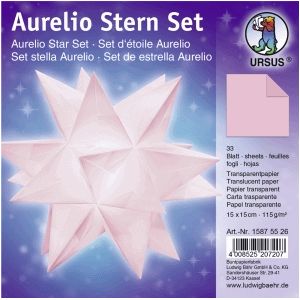 Faltbl&#228;tter Aurelio Stern Transparentpapier 115g qm 15x15cm 33 Blatt rosa