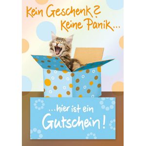 A Gutschein Katze in Geschenk Gl&#252;ckwunschkarte mit Umschlag