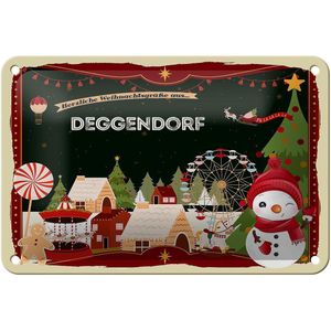 Blechschild Weihnachten Gr&#252;&#223;e DEGGENDORF Geschenk Fest Schild 18x12cm