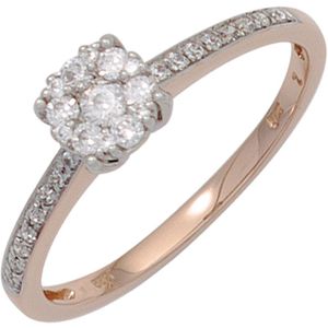 Gr. 54 - Damen Ring 585 Gold Rotgold Wei&#223;gold bicolor 29 Diamanten Brillanten