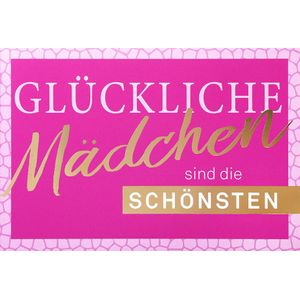 Postkarte True Words Gl&#252;ckwunschkarte ""Gl&#252;cklich M&#228;dchen sind die sch&#246;nsten