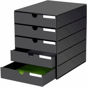 Schubladenbox styroval 243 5 Schubladen geschlossen schwarz schwarz