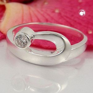 Gr. 58 - Ring 9mm Zirkonia gefasst matt-gl&#228;nzend Silber 925 Ringgr&#246;&#223;e 58
