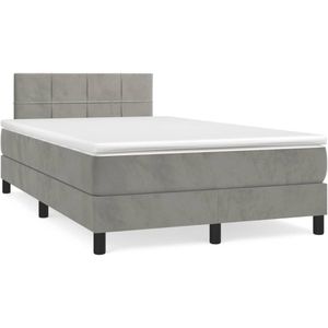 vidaXL Boxspringbett mit Matratze Hellgrau 120x200 cm Samt1389949