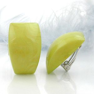 Clip Ohrring 27x17mm hellgr&#252;n-marmoriert gl&#228;nzend Kunststoff-Bouton