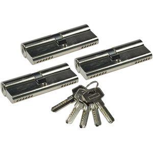 Schlie&#223;zylinder-Set 3x 80mm (40+40mm) Profil-Zylinder, 5 Sicherheits-Schl&#252;ssel