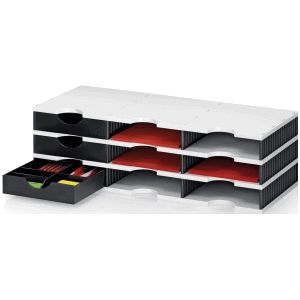 Papier- und Dokumentenablage styrodoc trio Set 3 Schubladen grau schwarz