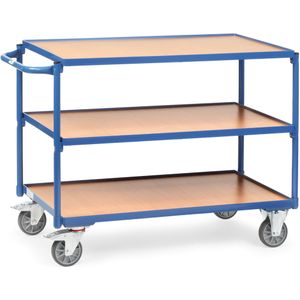 Fetra Tischwagen mit Holzwerkstoffplatten 3 Etagen mit rechteckige Ladefl&#228;chen 1000x700 mm