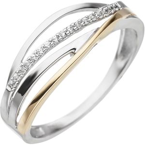 Gr. 52 - Damen Ring 333 Gold Wei&#223;gold Gelbgold bicolor 17 Zirkonia Goldring