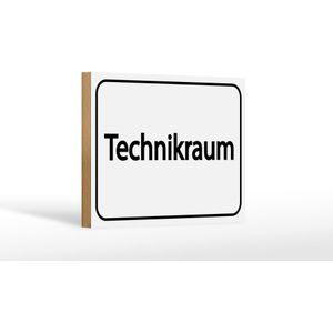 Holzschild Hinweis 20x30 cm Technikraum wei&#223;es Schild
