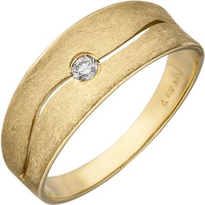 Gr. 52 - Damen Ring 585 Gold Gelbgold eismatt 1 Diamant Brillant 0,06ct. Diamantring