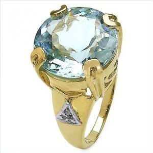 Blautopas Wei&#223;topas-Ring-12,98 Karat-Silber vergoldet (Ringgr&#246;&#223;e: 57 (18,0 mm))