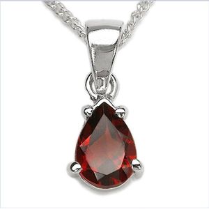 Collier Kette mit Granat-Tropfen-Anh&#228;nger 0,85 Karat