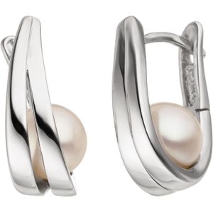 Creolen 925 Sterling Silber 2 S&#252;&#223;wasser Perlen Ohrringe Perlenohrringe