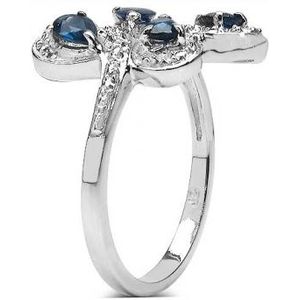 Blumen Ring mit schwarzen Saphiren-0,80 Karat (Ringgr&#246;&#223;e: 53 (17,0 mm))