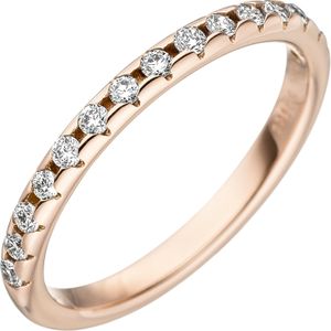 Gr. 56 - Damen Ring 585 Gold Rotgold 15 Diamanten Brillanten Rotgoldring Diamantring
