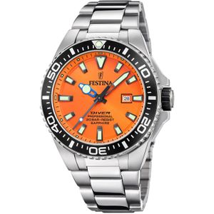Festina Sport F20663-4 Diver Taucher Uhr 20ATM, Saphirglas, Orange, Edelstahl