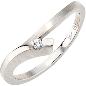 Gr. 60 - Damen Ring 950 Platin mattiert 1 Diamant Brillant 0,03ct. Platinring
