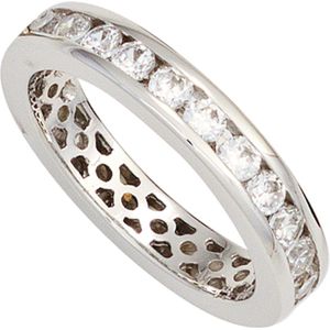 Gr. 52 - Damen Ring 925 Sterling Silber rhodiniert Zirkonia rundum Silberring