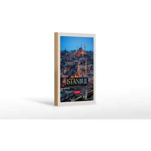 Holzschild Reise 12x18 cm Istanbul Turkey Bild Moschee Dekoration