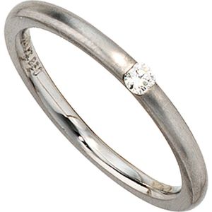 Gr. 56 - Damen Ring 950 Platin matt 1 Diamant Brillant 0,06ct. Platinring
