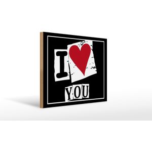 Holzschild Spruch 40x30cm I Love You (Herz)