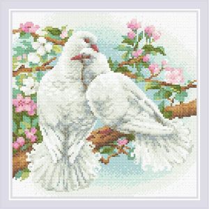 Auslaufmodell Riolis Diamanten Malerei ""Wei&#223;e Tauben"", 30x30cm