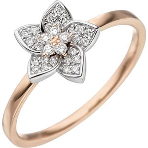Gr. 56 - Damen Ring 585 Gold Rotgold Wei&#223;gold bicolor 30 Diamanten Brillanten Rotgoldring