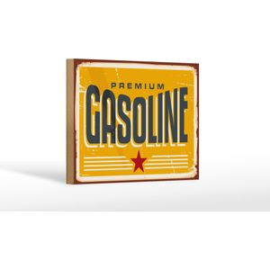 Holzschild Retro 18x12cm Premium Gasoline Tankstelle Benzin