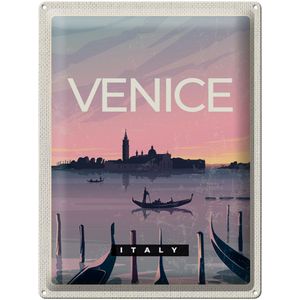 Blechschild Reise 30x40cm Venice Italy Boot malerisches Bild