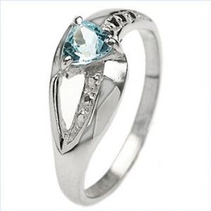 Stylisher Blautopas-Ring-925 Sterling Silber Rhodiniert-0,50 Karat (Ringgr&#246;&#223;e: 49 (15,5 mm))