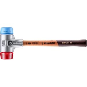 HALDER SIMPLEX Schonhammer Ø 50 mm TPE-soft blau Plastik rot mit Aluminiumgeh&#228;use