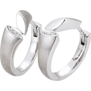 Creolen 585 Gold Wei&#223;gold matt 6 Diamanten Brillanten Ohrringe