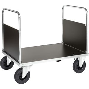 Kongamek Plattformwagen, verzinkt 1000x700x900mm mit Ladefl&#228;che aus MDF, 2 Seitenw&#228;nden und Gummibereifung ohne Bremse