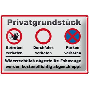 Blechschild Parken 30x20cm Privatgrundst&#252;ck betreten Verbot