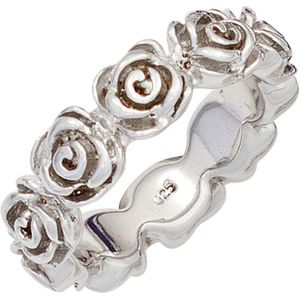 Gr. 50 - Damen Ring Rosen 925 Sterling Silber rhodiniert Silberring