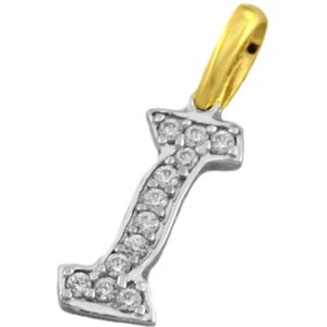 585 14K Gold Anh&#228;nger Buchstabe I als Ketten-Anh&#228;nger bicolor mit 12 Zirkonia