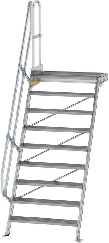 MUNK Treppe mit Plattform 60° inkl. einen Handlauf, 1000mm Stufenbreite, 9 Stufen