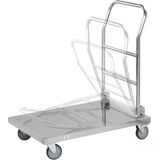 Kongamek Edelstahl- Plattformwagen rostfrei 800x500x940mm Gummibereifung mit Bremse