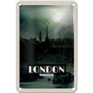 Blechschild Reise 12x18cm London UK Vintage Nacht Dekoration
