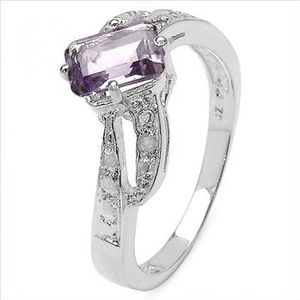 Edler Diamant Amethyst-Ring-925 Sterling Silber Rhodin.-1,23 Karat (Ringgr&#246;&#223;e: 60 (19,0 mm))