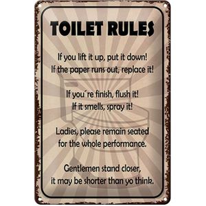 Blechschild Spruch 20x30cm toilet rules if you lift it up