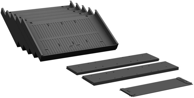 Gera Container-Einrichtungs-Set f&#252;r Kunststoff-Schubf&#228;cher bestehend aus: 2 St&#252;ck Querausfachungen, 1 St&#252;ck L&#228;ngsausfachung, 6 St&#252;ck Schr&#228;gablagen, Schwarz