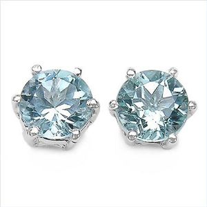 Ohrstecker Blautopas-925 Sterling Silber-Rhod.1,80 Karat