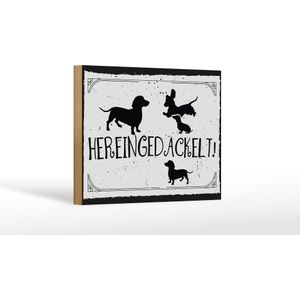 Holzschild Spruch 18x12 cm Hereingedackelt