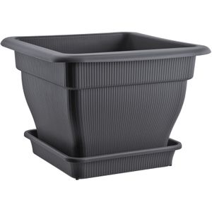 Pflanzk&#252;bel XXL Blumentopf mit Wasserspeicher und Untersetzer - Pflanztopf 18 33 70 Liter Pflanzgef&#228;&#223; anthrazit UV-stabil, frostsicher, robust - 70 Liter