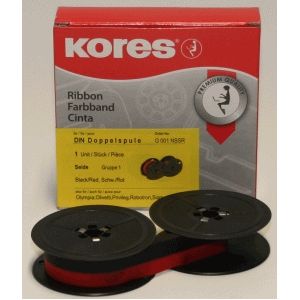 Farbband DIN Doppelspule 13mm 10m Seide schwarz rot